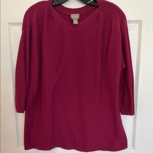 Chico's Berry Magenta Ribbed Knit Top